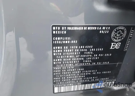 2024 Volkswagen Taos 1.5T Se z USA, uszkodzony, nr VIN 3VVSX7B23RM011100